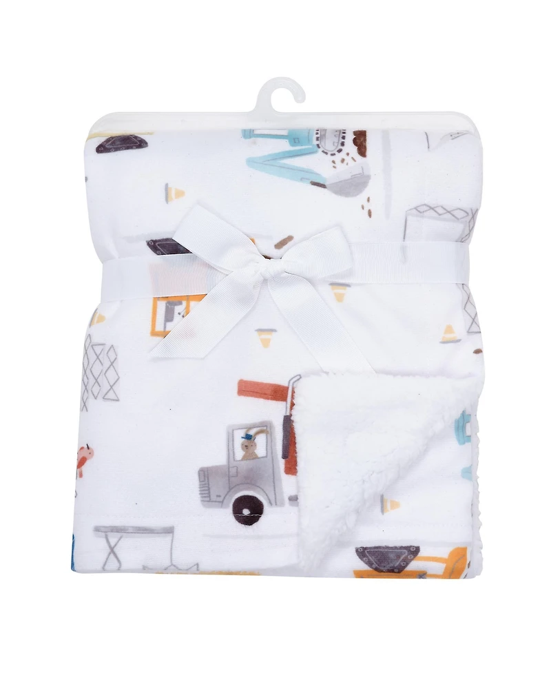 Bedtime Originals Construction Zone White Cozy Fleece Trucks Baby Blanket
