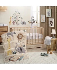 Lambs & Ivy Jungle Story Soft Minky Velour Safari Changing Pad Cover- White/Gray