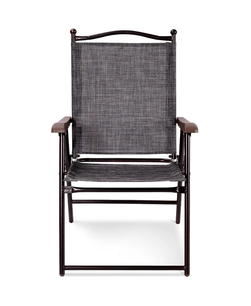 Costway Set of 2 Patio Folding Sling Back Chairs Camping Deck Garden Beach