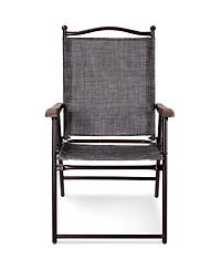 Costway Set of 2 Patio Folding Sling Back Chairs Camping Deck Garden Beach
