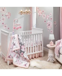 Lambs & Ivy Signature Botanical Baby Pink Floral Musical Baby Crib Mobile
