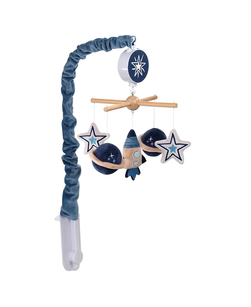 Lambs & Ivy Sky Rocket Planets/Stars Musical Baby Crib Mobile Soother Toy- Blue
