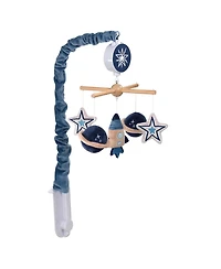 Lambs & Ivy Sky Rocket Planets/Stars Musical Baby Crib Mobile Soother Toy- Blue
