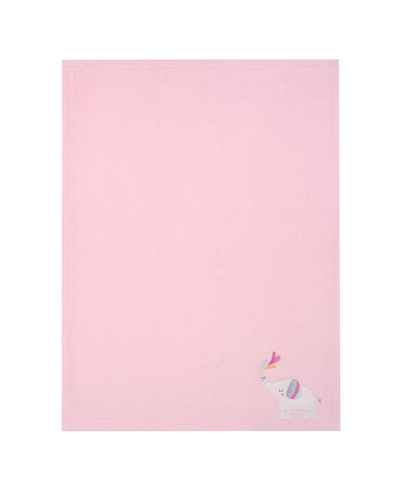 Bedtime Originals Elephant Dreams Appliqued Soft Fleece Baby Blanket - Pink