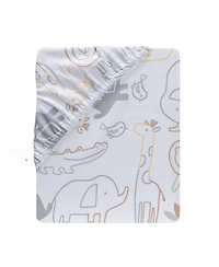 Lambs & Ivy Jungle Story 100% Cotton Safari Baby Fitted Crib Sheet - White