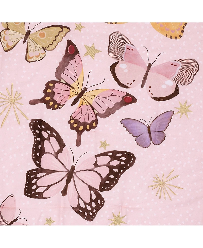 Lambs & Ivy Butterfly Dreams Pink/Gold 3-Piece Nursery Baby Crib Bedding Set