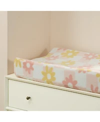 Lambs & Ivy Daisy Dreams Pink/White Checkered Soft Luxury Changing Pad Cover