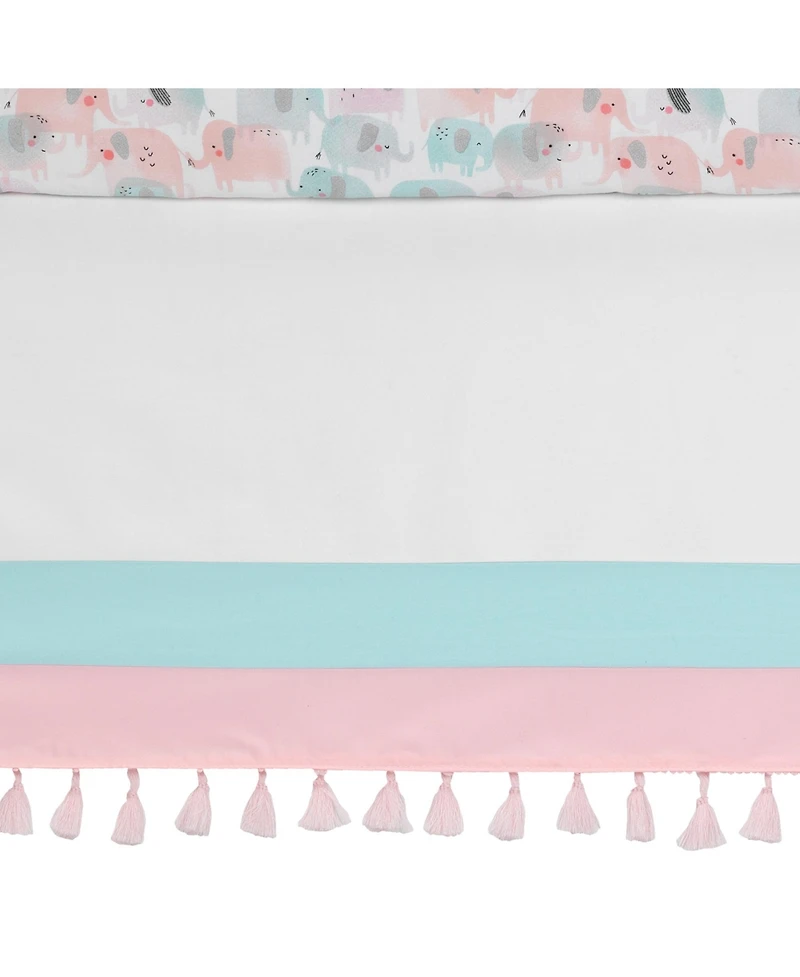 Lambs & Ivy Watercolor Pastel Pink/Mint Rainbow 5-Piece Baby Crib Bedding Set