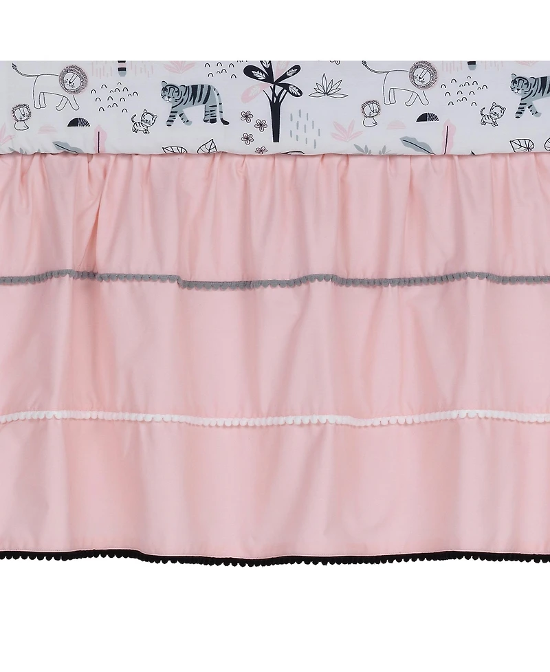 Lambs & Ivy Happy Jungle Pink/White Safari Nursery 5-Piece Crib Bedding Set
