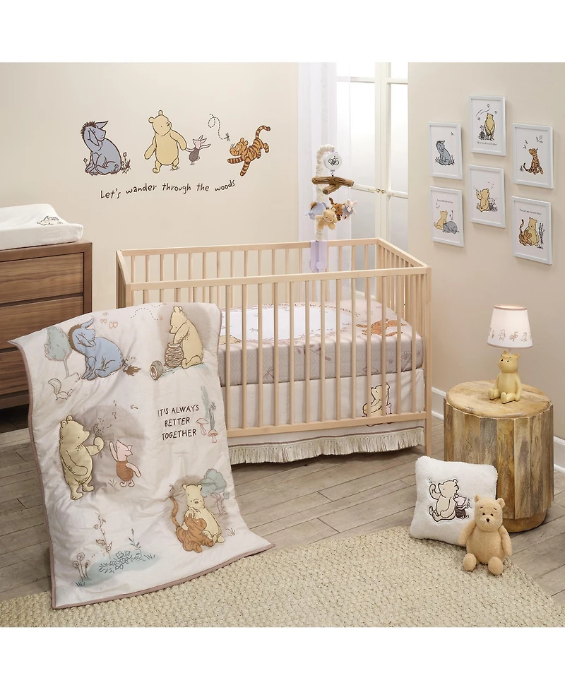 Lambs & Ivy Disney Baby Pooh Bear & Pals Photo Op Cotton Baby Fitted Crib Sheet