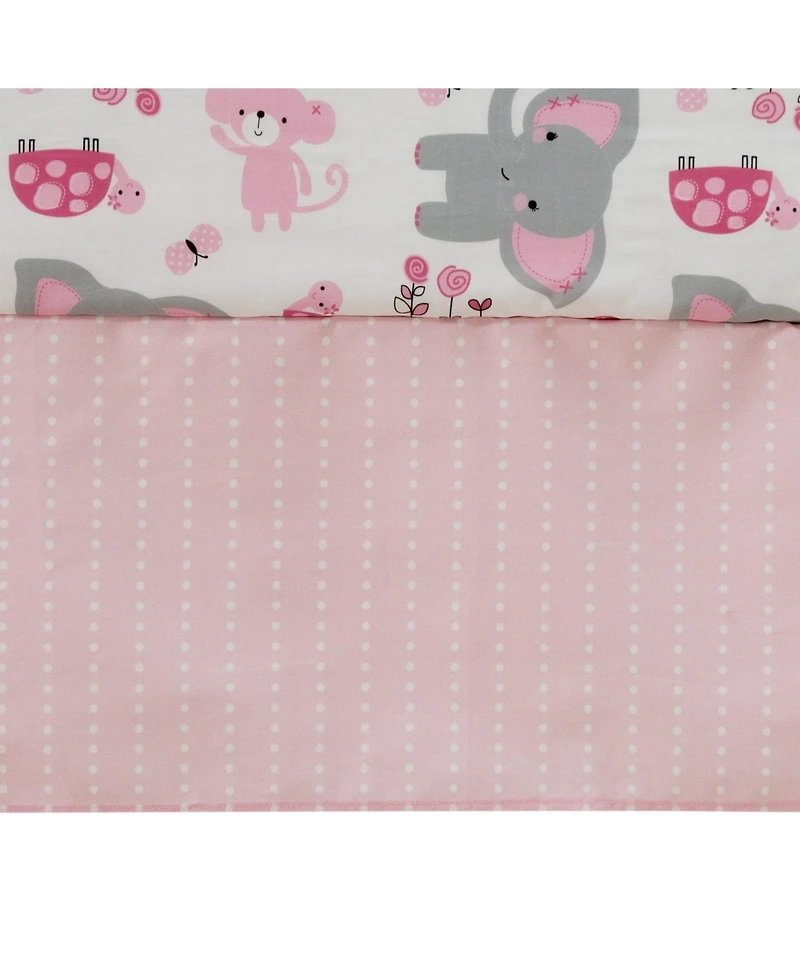 Bedtime Originals Twinkle Toes Pink/Blue/Green Elephant & Monkey 3-Piece Nursery Crib Bedding Set