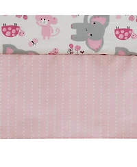 Bedtime Originals Twinkle Toes Pink/Blue/Green Elephant & Monkey 3-Piece Nursery Crib Bedding Set