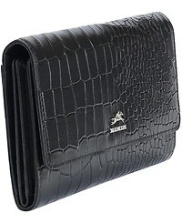Mancini Women's Croco2 Rfid Secure Quad Fold Wallet