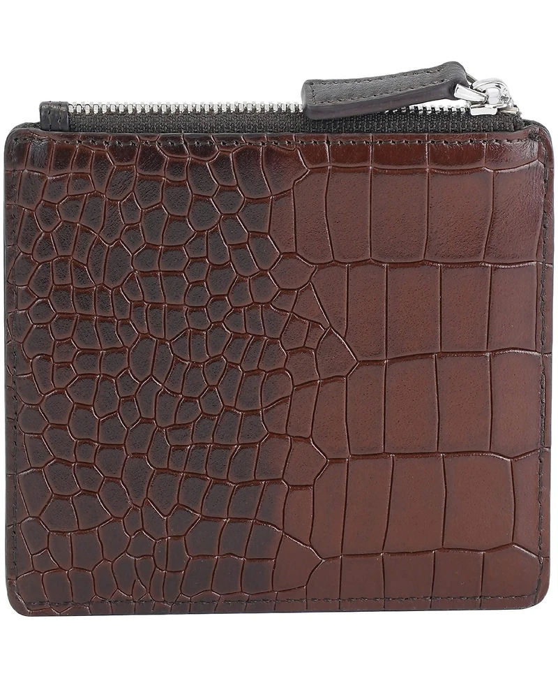 Mancini Women's Croco2 Rfid Secure Card Case Wallet