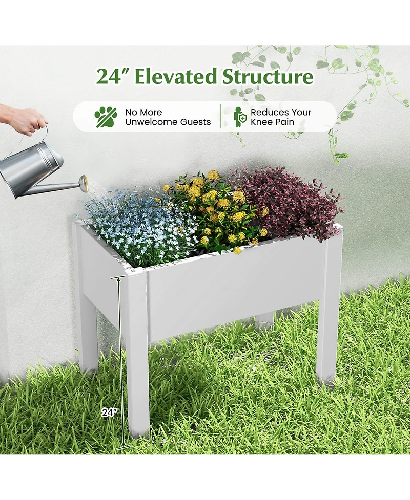 Raised Garden Bed with Water Level Indicator Drainage Hole for Vegetables Outdoor