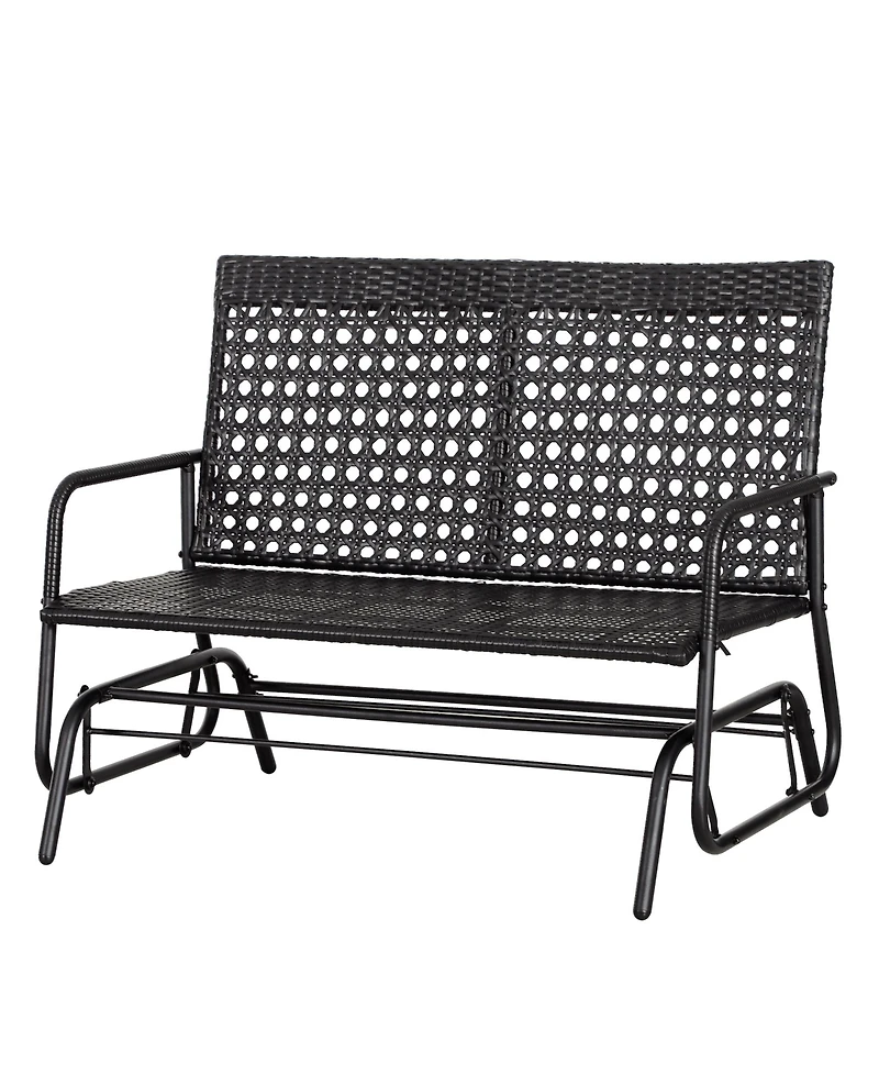 Wicker Glider Bench Rocking Chair for Patio & Outdoors