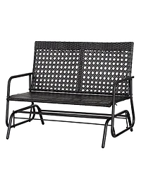 Wicker Glider Bench Rocking Chair for Patio & Outdoors