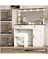 Streamdale Makeup Vanity with Large Mirror, Adjustable Led Lights, and 3 Drawers