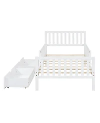 Streamdale Twin Wood Platform Bed with Guardrails and Storage