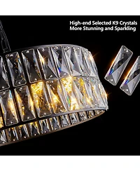 Streamdale Modern Crystal Drum Chandelier with Black Frame for Home Lighting