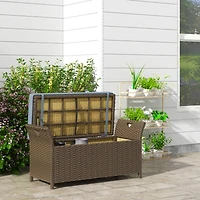 27 Gallon Wicker Patio Bench with Storage