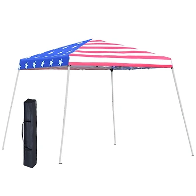 Slant Leg Pop Up Canopy Tent with American Flag Roof