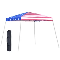 Slant Leg Pop Up Canopy Tent with American Flag Roof