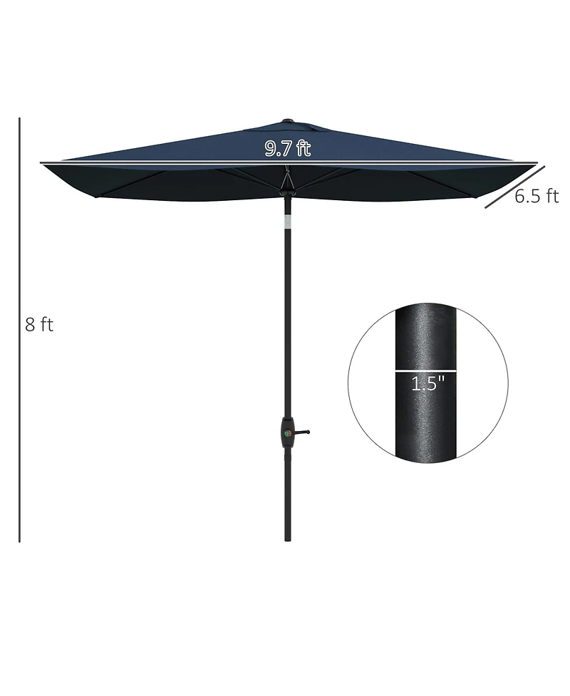 Rectangular Market Umbrella for Patio, 6.5' x 10', Blue