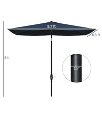 Rectangular Market Umbrella for Patio, 6.5' x 10', Blue