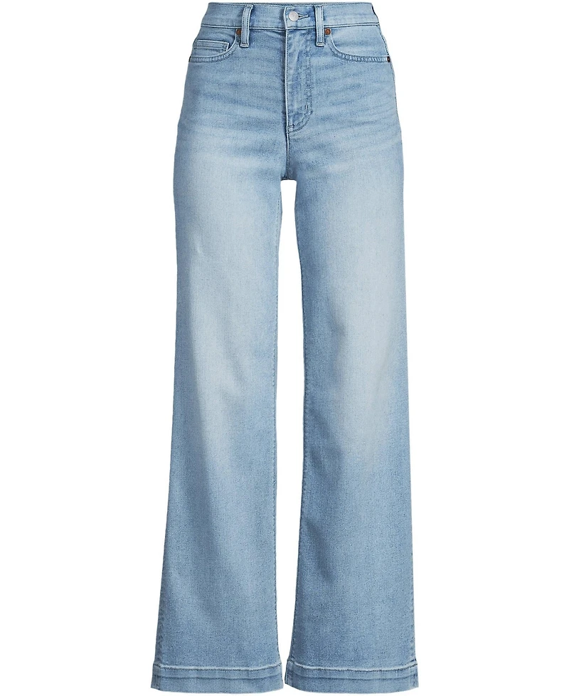 Lands' End Women's Plus Recover High Rise Wide Leg Blue Jeans