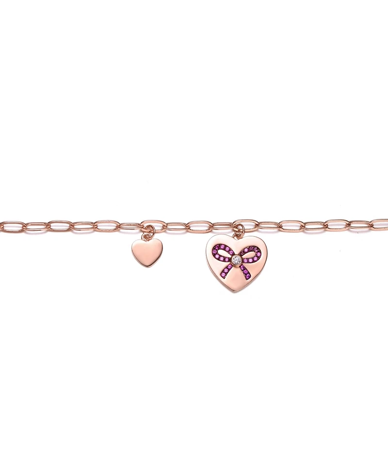 GiGiGirl 18K Rose Gold Plated with Heart Charms Adjustable Bracelet
