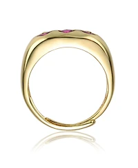 GiGiGirl 14k Yellow Gold Plated with Purple Cubic Zirconia Cluster Heart Halo Promise Ring