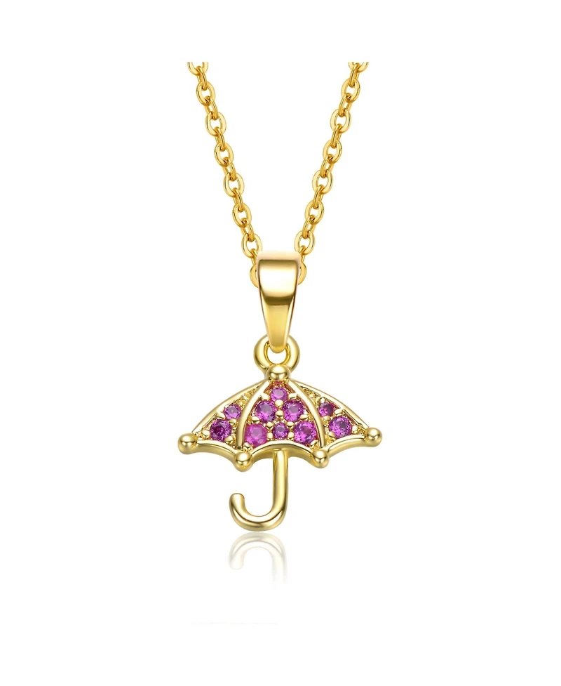 GiGiGirl White Gold Plated Cubic Zirconia Raindrop Umbrella Pendant Charm