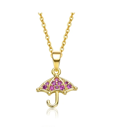 GiGiGirl White Gold Plated Cubic Zirconia Raindrop Umbrella Pendant Charm