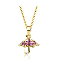 GiGiGirl White Gold Plated Cubic Zirconia Raindrop Umbrella Pendant Charm