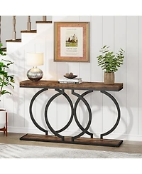 Tribesigns Industrial Console Table, 55 inch Wood Entryway Table Narrow Long Sofa Rustic Accent