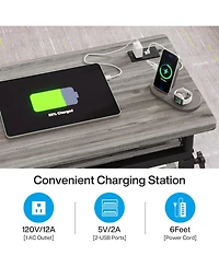 Tribesigns Small Portable Desk with Power Outlet, Height Adjustable Sofa Couch Bedside Laptop Table Wheels, Mobile Standing Rolling Computer