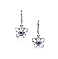 Bling Jewelry Marquise Baguette Cz Cubic Zirconia 3D Garden Fluttering Butterfly Stud Earrings .925 Sterling Silver