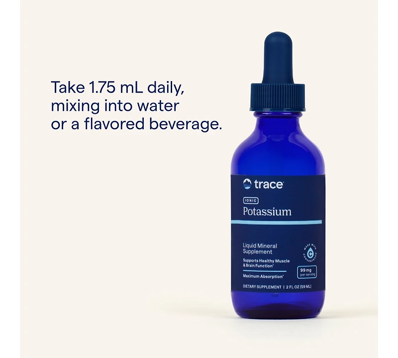 Trace Minerals Liquid Ionic Potassium Dietary Supplement | 99 mg Potassium Powered by Concentrace Electrolytes | Supports Hydration, Energy, & Normal