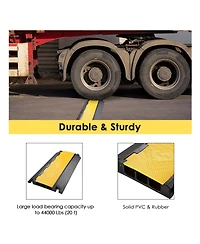 Yescom 3 Channel Cable Driveway Over Garden Hose Protector Ramp Speed Bump Rubber Protective Wire Cover Cord for Walkway, 44000 Lbs Load Capacity