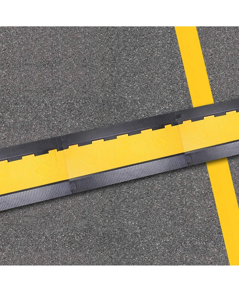 Yescom 3 Channel Cable Driveway Over Garden Hose Protector Ramp Speed Bump Rubber Protective Wire Cover Cord for Walkway, 44000 Lbs Load Capacity