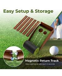 Vebreda Golf Putting Mat Practice Training Aid with Auto Ball Return and 2 Hole Sizes