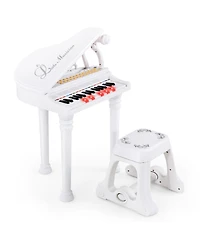 Vebreda 31 Keys Kids Piano Keyboard with Stool and Piano Lid-White