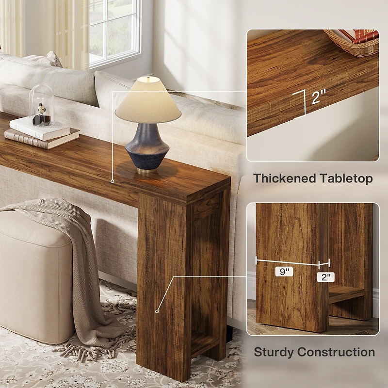 Tribesigns 70.9-Inch Long Console Table, Farmhouse Wooden Entryway Sofa Table Behind Couch, Narrow Entry Console