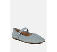 Iker classic denim pin buckle ballerinas