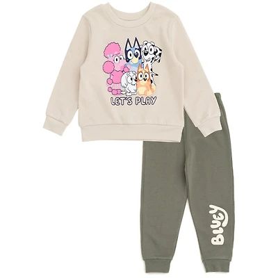 Bluey Little Boys Fleece Sweatshirt and Jogger Pants Outfit Set to