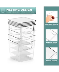 Sorbus 4 Pack Small Clear Plastic Container Bins W/ Lids and Handles - Perfect for Kitchen Organization and Storage