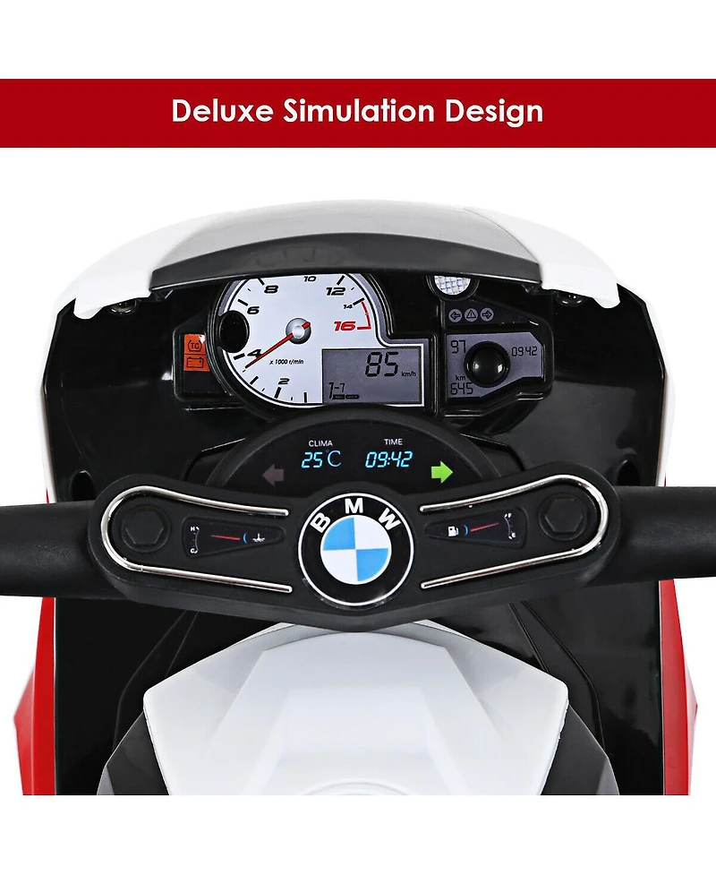 Gymax Kids Ride On Motorcycle Bmw Licensed 6V Electric 3 Wheels Bicycle w/ Music&Light Red