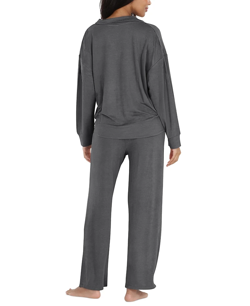Honeydew Women's 2-Pc. Henley French Terry Pajamas Set
