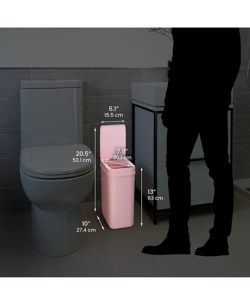 iTouchless 3 Gallon Sensor Bathroom Trash Can, 10 Liter Slim Touchless Small Smart Bedroom Garbage Waste Basket Bin with Motion Lid